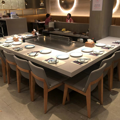 Αγορά Σχάρα επιτραπέζιων κορυφών Teppanyaki συνήθειας, σχάρα σχαρών Teppanyaki 9 καθισμάτων για το λαχανικό οστρακόδερμων ψαριών online manufacture