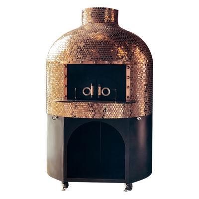 Στρογγυλός φούρνος πίτσας με ξύλα και ηφαιστειακή πέτρα λάβας